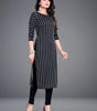 Crepe Striped Kurti for Women (Black, S)