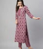 Floral Printed Women Cotton Women Kurta With Pant (2 Psc Set)