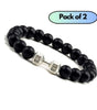 Black Matte Agate Onyx Beads Bracelet Pack of 2