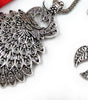Oxidized Peacock Style Pendant & Chain with Earrings