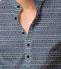 Men's Printed Spread Collar Casual Shirt Navy Blue