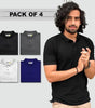Poly Matte Assorted Solid Half Sleeves Mens Polo T-Shirt Pack Of 4