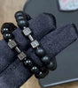 Black Matte Agate Onyx Beads Bracelet Pack of 2