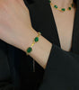 Oval Green Crystal Pendant Necklace Set With Bracelet