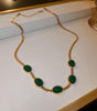 Oval Green Crystal Pendant Necklace Set With Bracelet