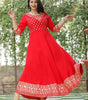 Rayon Printed Anarkali Kurti for Women (Red, S)